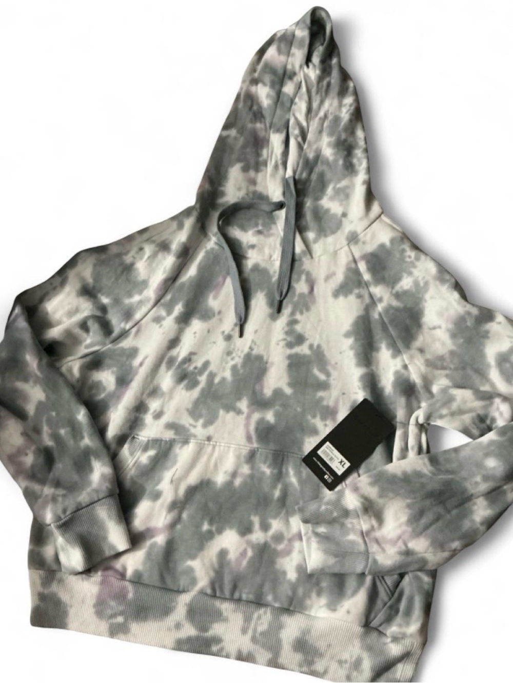 Gray White Tie Dye Pullover Hoodie XL NWT